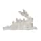 16.5&#x22; Distressed White Decorative Resting Rabbit with Birds Figurine